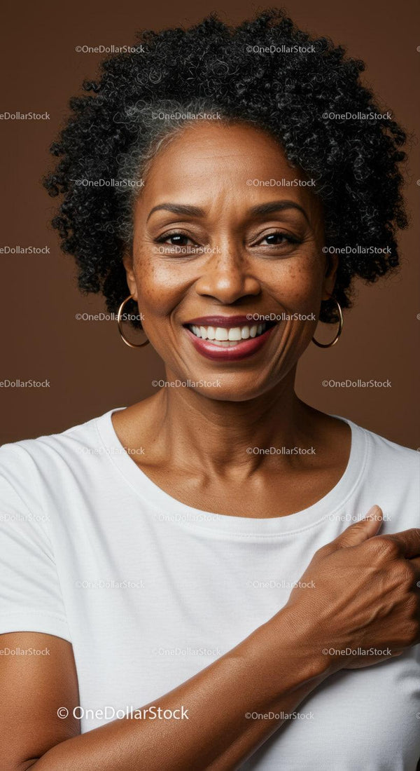 Confident African American Woman Smiling Portrait with Natural Hair