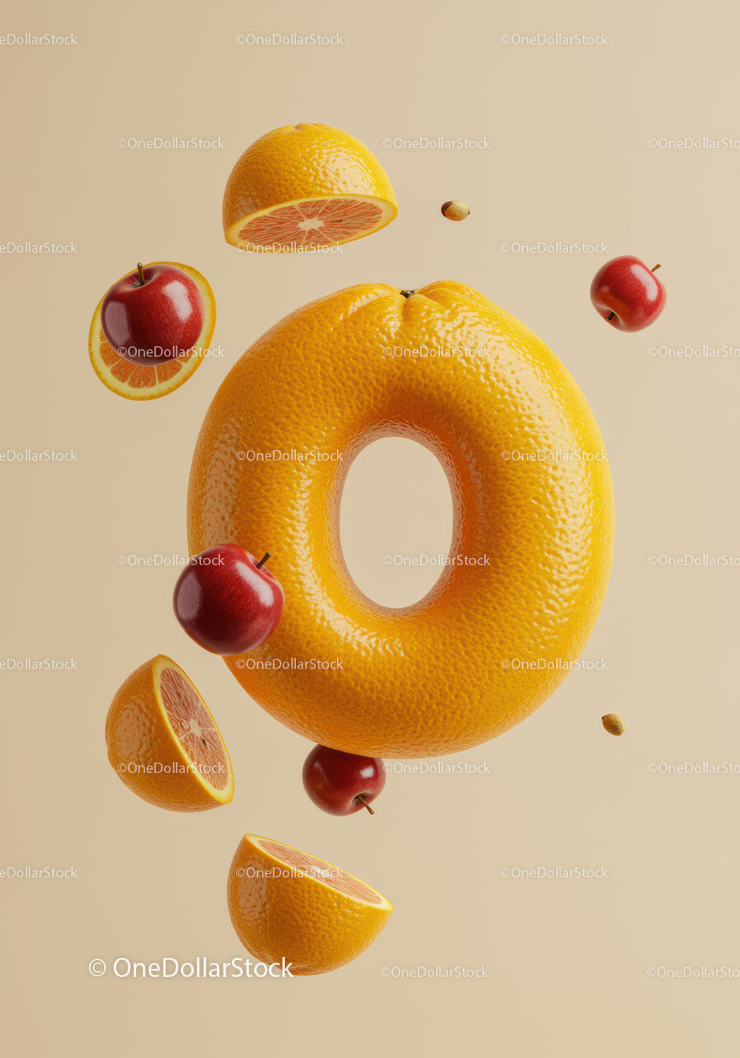 Creative Floating Citrus Ring with Apples and Seeds