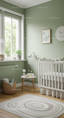 Bright and Calm Green Nursery with Baby Crib and Minimalist Decor