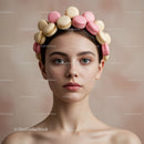 Young Woman Wearing Macaron Headband and Natural Makeup