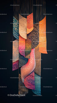 Colorful Textile Art Installation with Vibrant Fabric Panels