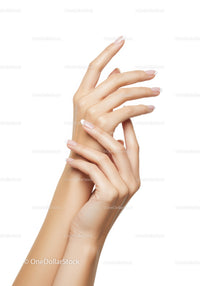 Elegant female hands with classic French manicure