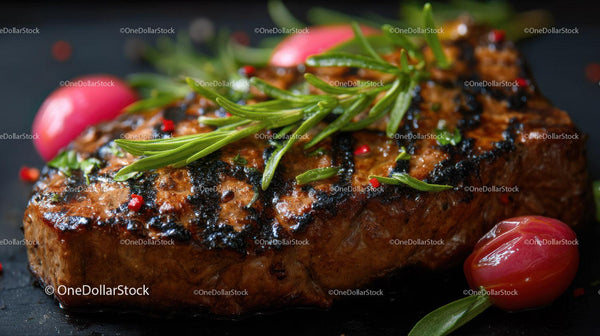 Juicy Grilled Steak with Fresh Rosemary and Cherry Tomatoes