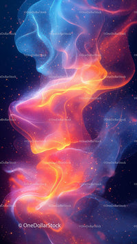 Vibrant Abstract Cosmic Nebula with Flowing Lights and Glowing Particles