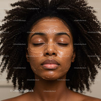 Woman with Curly Hair in Facial Mask Relaxing Skincare Routine