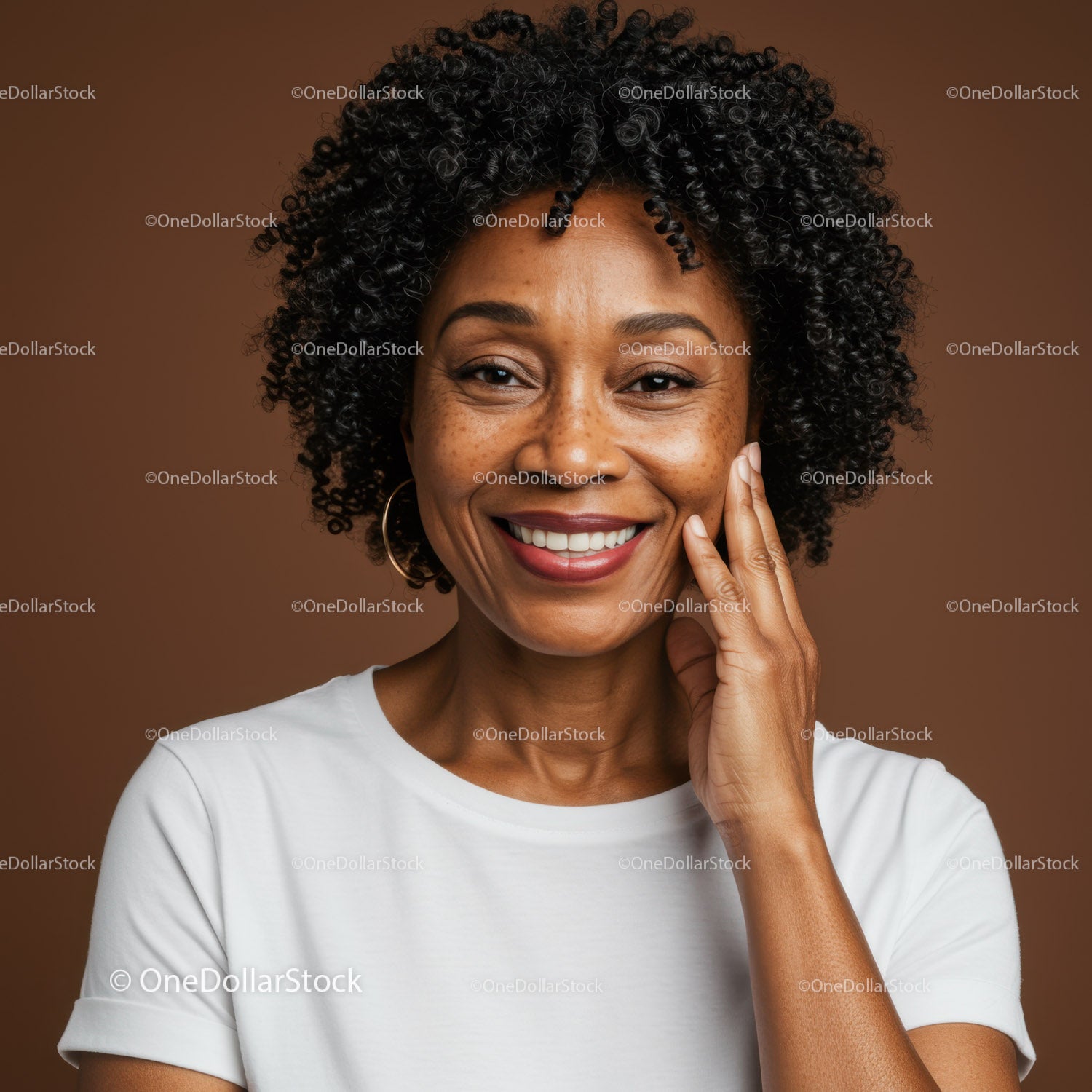 Smiling African American Woman with Curly Hair and Bright Expression