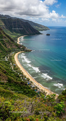 Scenic Coastal Landscape with Mountain Cliffs and Turquoise Ocean