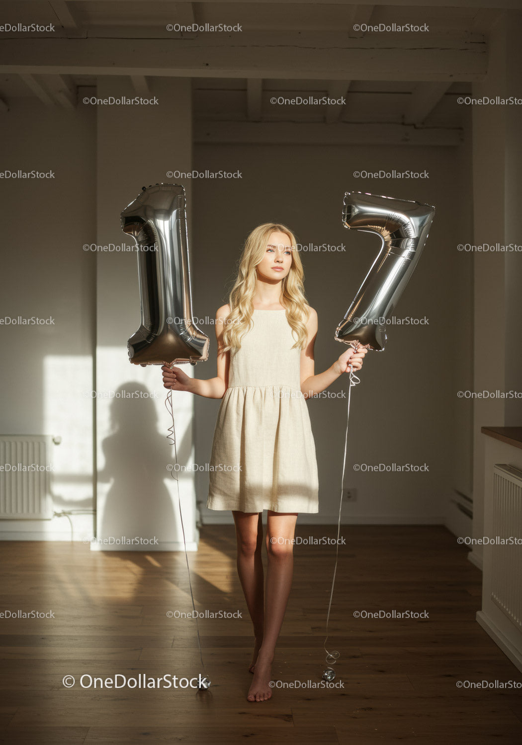 Young woman celebrating seventeenth birthday indoors