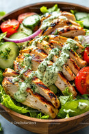 Grilled Chicken Salad with Cherry Tomatoes and Fresh Vegetables