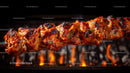 Colorful Grilled Meat and Vegetable Skewers on Barbecue Grill