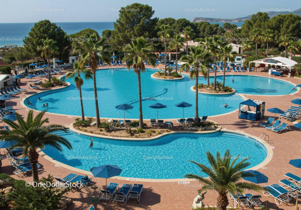Luksusowy Tropikalny Resort z Basenami Nieskończoności i Palmami