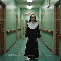 Confident Nurse in Hospital Corridor With Serious Expression