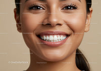 Close up of smiling woman with flawless skin