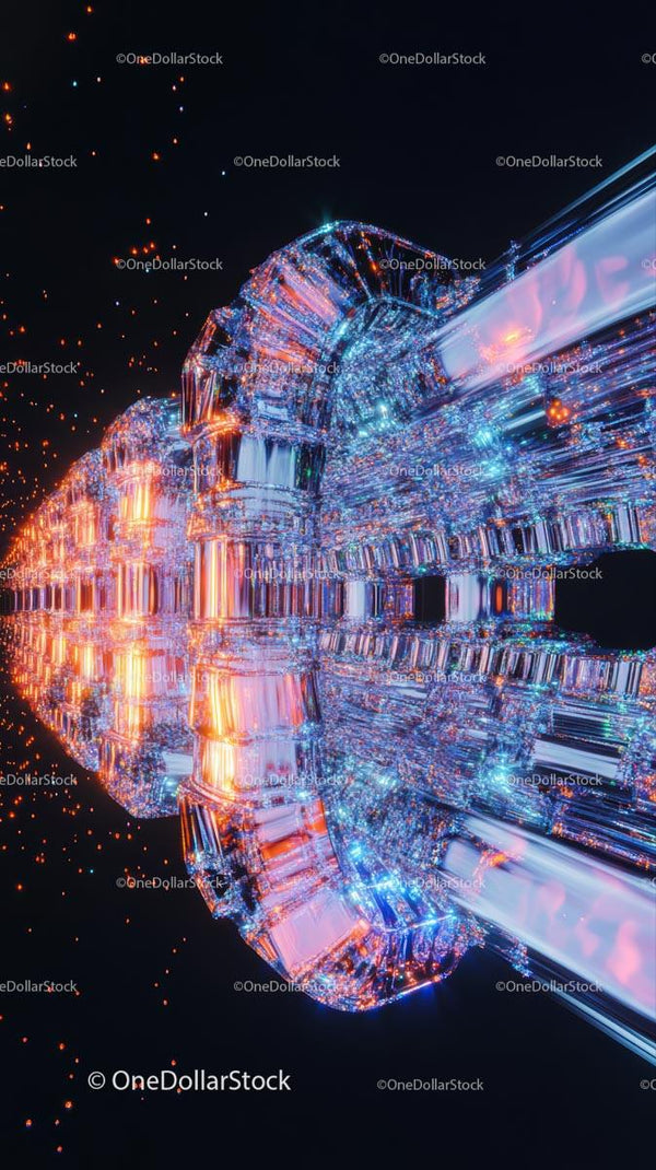 Futuristic Spaceship with Neon Lights in a Vibrant Space Scene