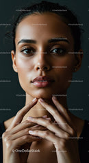 Elegant Portrait of a Woman with Clear Skin and Deep Eyes