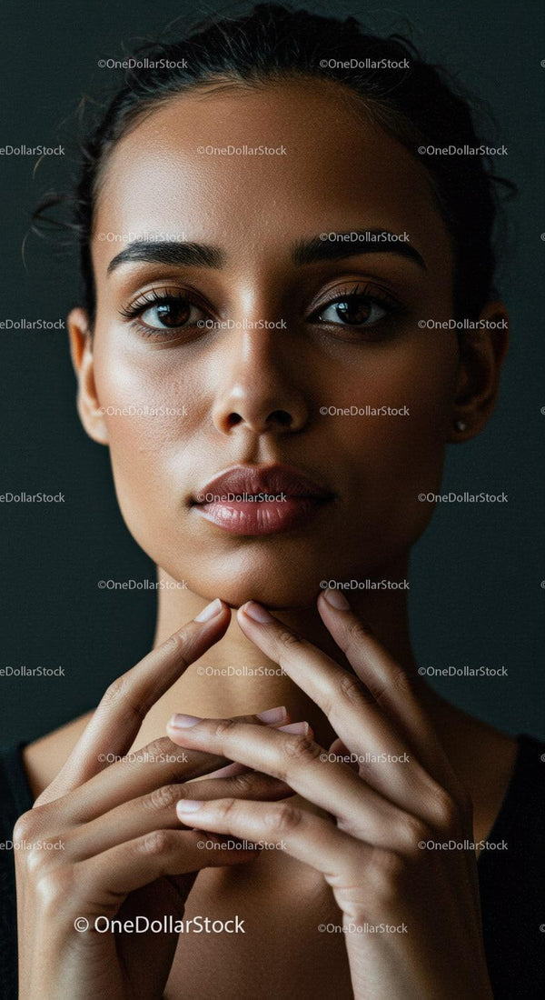 Elegancki Portret Kobiety z Gładką Skórą i Głębokim Spojrzeniem