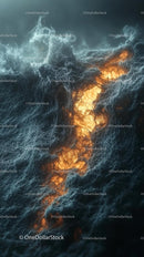 Lava Flow During a Volcanic Eruption with Glowing Magma