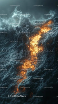 Lava Flow During a Volcanic Eruption with Glowing Magma