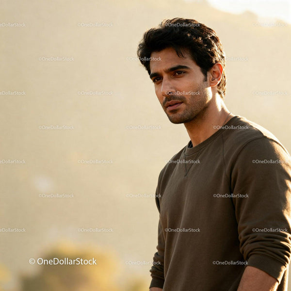Thoughtful young man reflecting in soft natural light