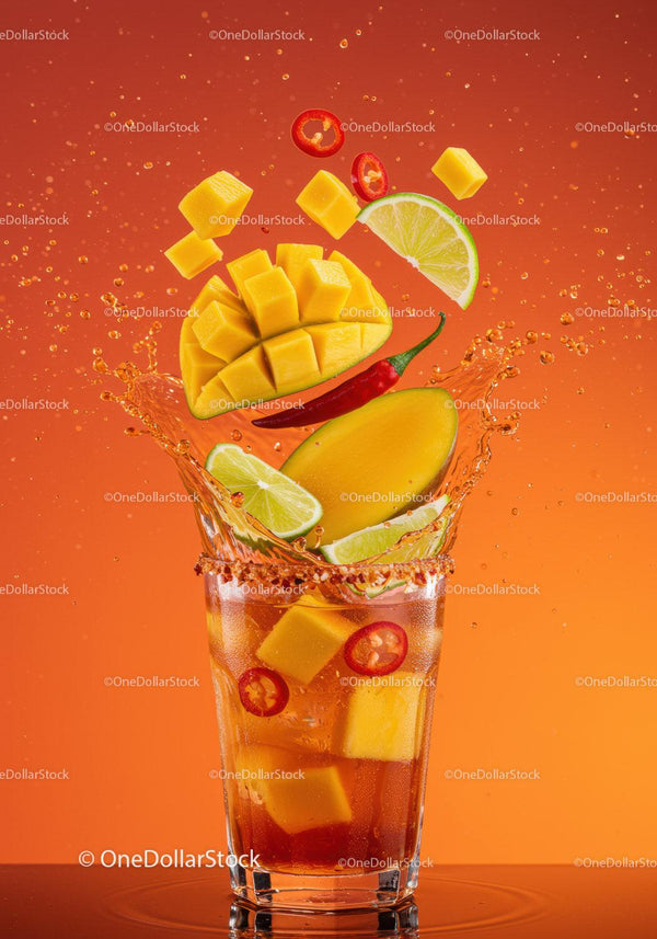 Refreshing Mango Citrus Drink Splash with Chili Heat