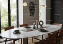 Modern Dining Room with Marble Table and Wooden Chairs