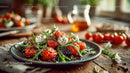 Fresh Cherry Tomato and Mozzarella Salad on Rustic Wooden Table
