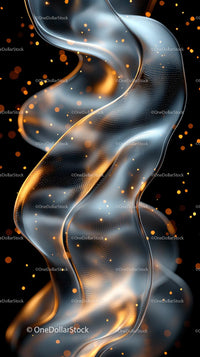 Futuristic Abstract Silver Wave with Gold Particles