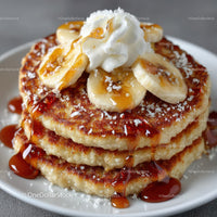 Banana Pancakes with Maple Syrup and Whipped Cream