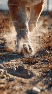 Close-up of a Dog's Paw on Soil in a Nature Setting
