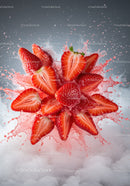 Fresh strawberries bursting with vibrant juice splash