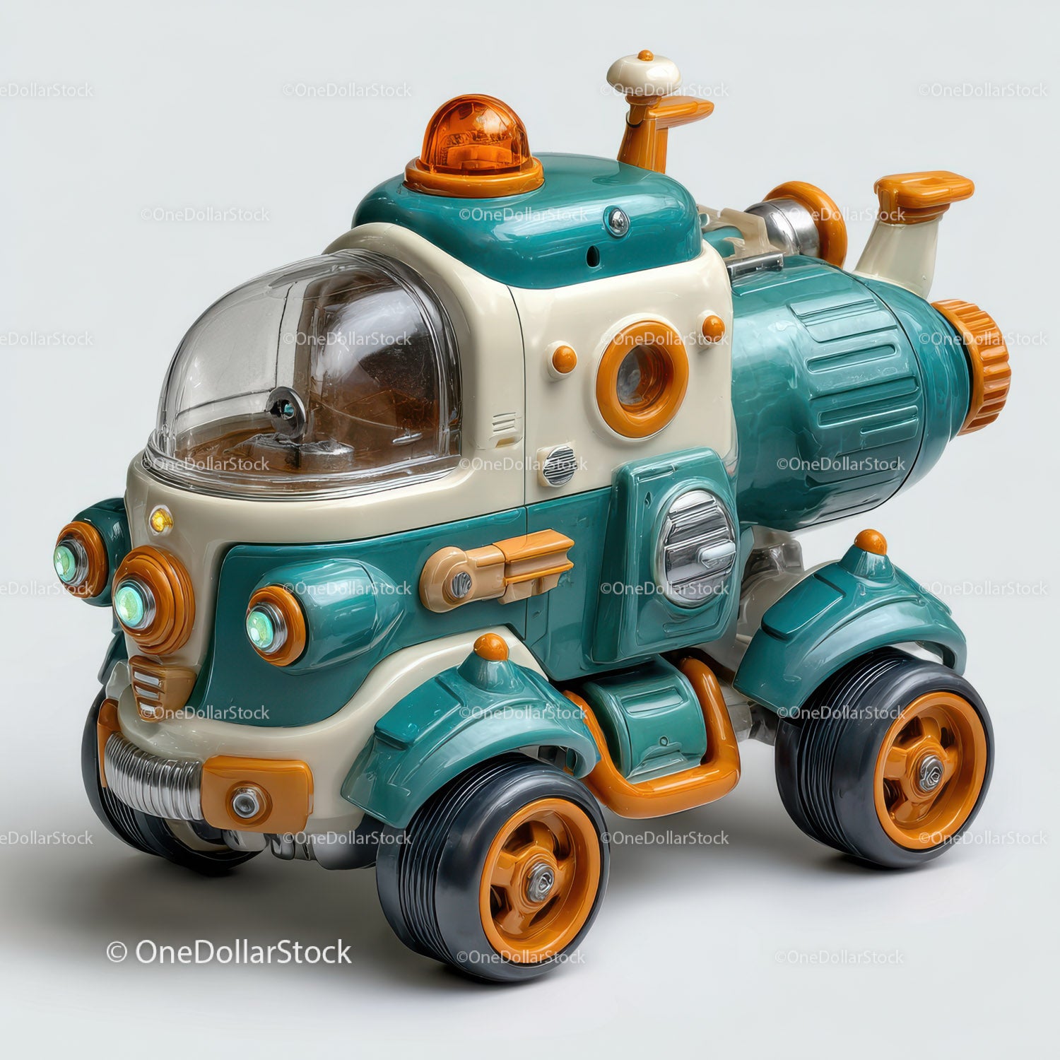 Futuristic Toy Robot with Large Eyes and Bunny Ears for Kids