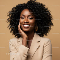 Elegant Portrait of Smiling African American Woman with Curly Hair