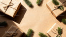 Rustic Christmas Gifts Wrapped in Kraft Paper with Pine Sprigs