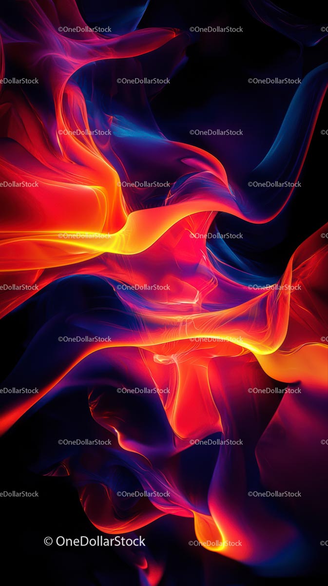Vibrant Abstract Neon Light Waves and Colorful Smoke Art