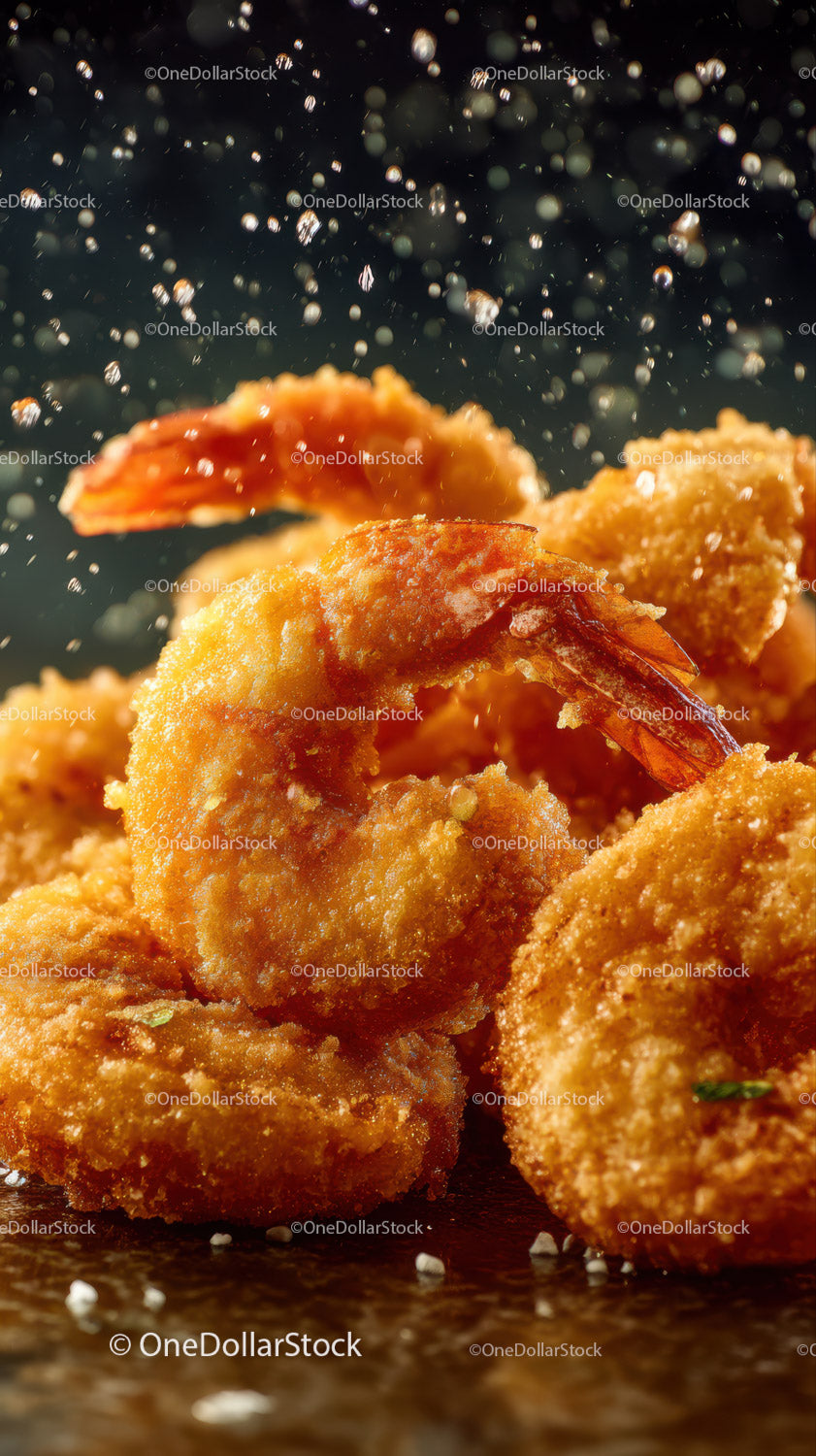 Crispy Fried Shrimp with Golden Coating and Crunchy Texture
