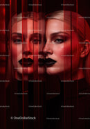 Futuristic Female Portrait with Red Lighting and Dark Makeup Stock Photo Bundle preview 14