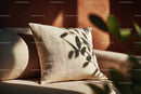 Beige Cushion with Leaf Shadow in Cozy Modern Living Space