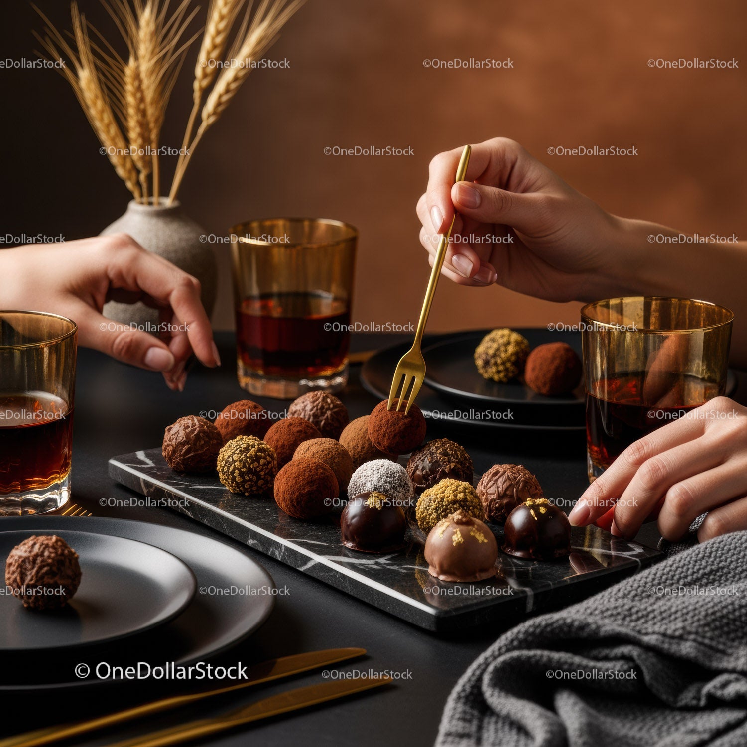 Elegant Assorted Chocolate Truffles and Gourmet Confections on Black Slate