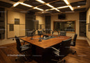 Modern Recording Studio with Acoustic Wall Panels and Audio Equipment