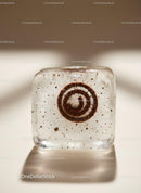 Close-Up of Clear Candy with Coffee Spiral Inside