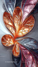 Vibrant Metallic Abstract Art with Fluid Bubble Patterns