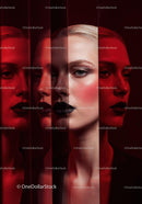 Futuristic Female Portrait with Red Lighting and Dark Makeup Stock Photo Bundle preview 9
