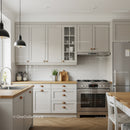 Modern White Kitchen with Wooden Counters and Stainless Steel Appliances