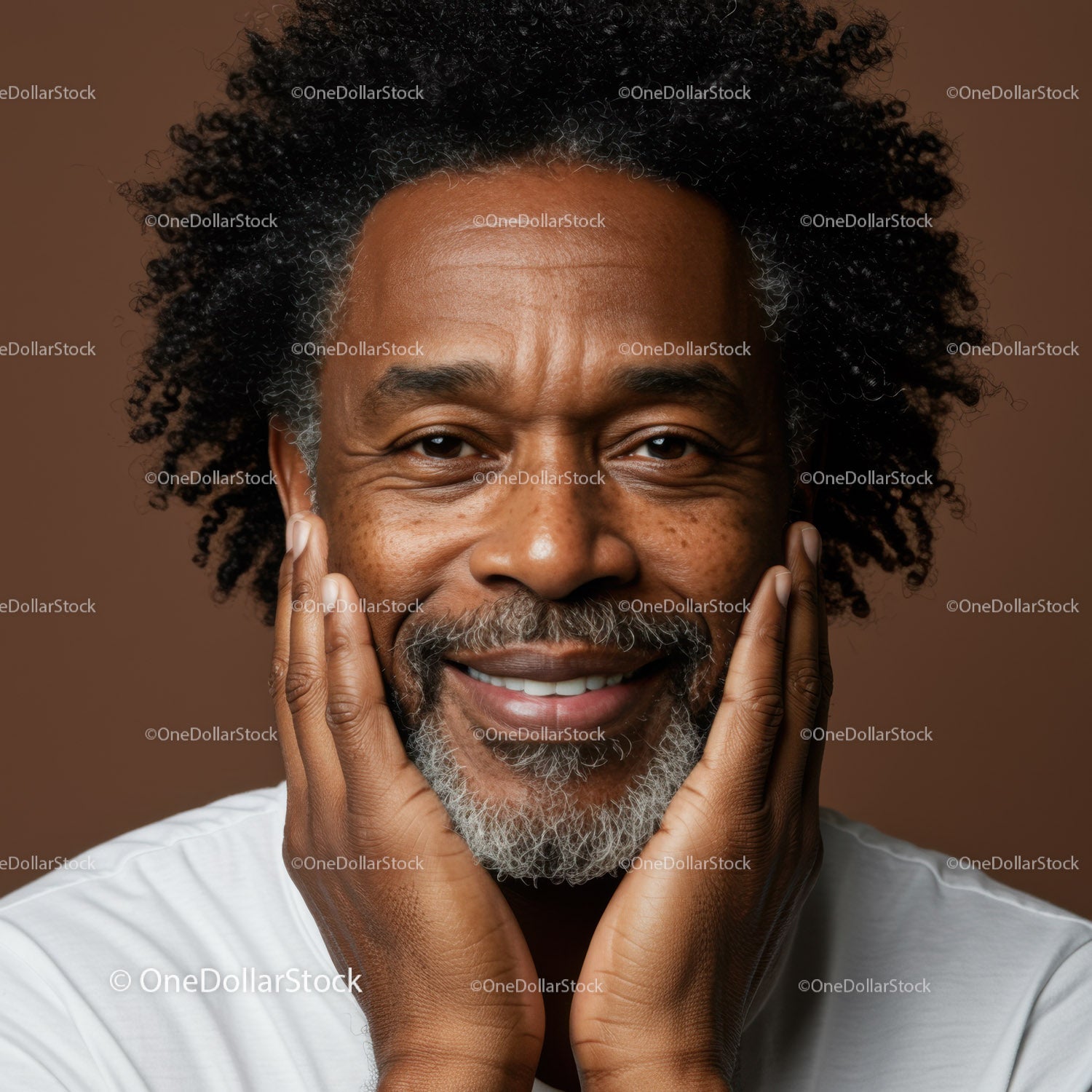 Happy Elderly Man Smiling with Gray Beard and Bright Expression