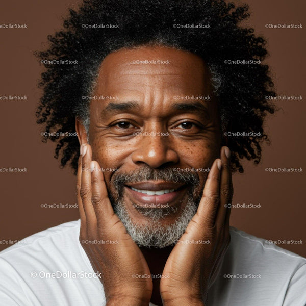 Happy Elderly Man Smiling with Gray Beard and Bright Expression