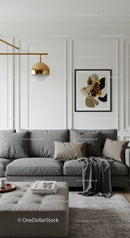 Elegant Modern Living Room with Grey Sofa and Artwork