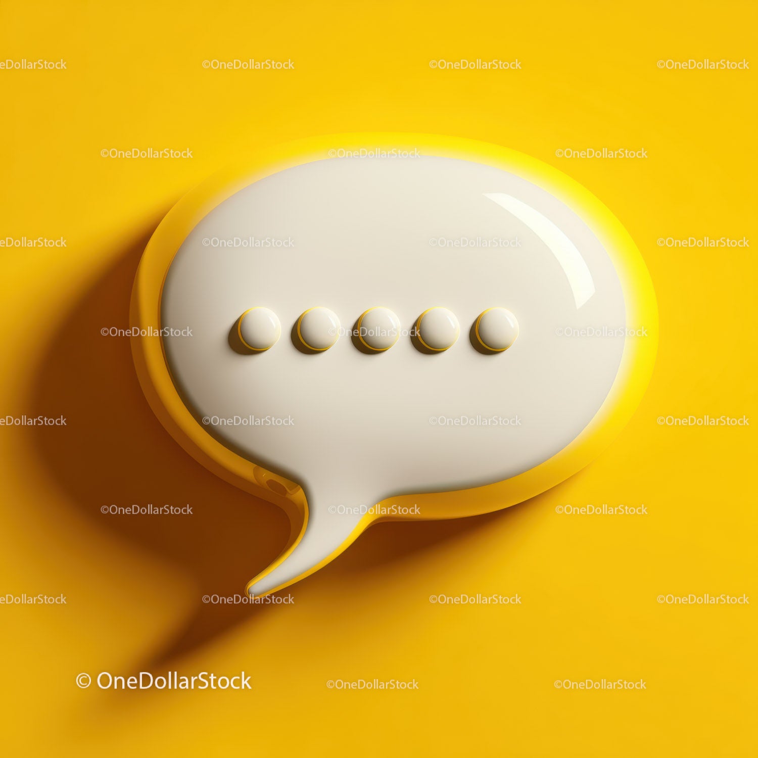Modern Speech Bubble with Yellow Buttons on Bright Yellow Background