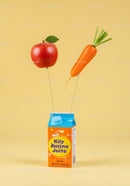 Creative Juice Box with Floating Apple and Carrot Balloons