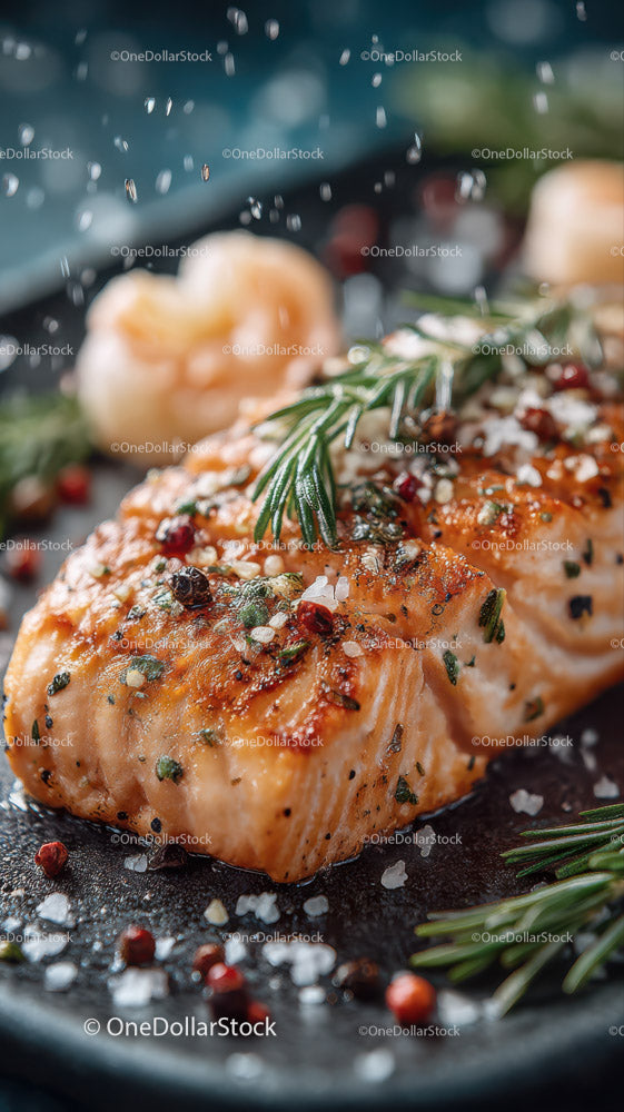 Fresh Grilled Salmon Fillet with Herbs and Seasonings