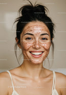 Smiling Woman with Acne-Prone Skin and Natural Beauty